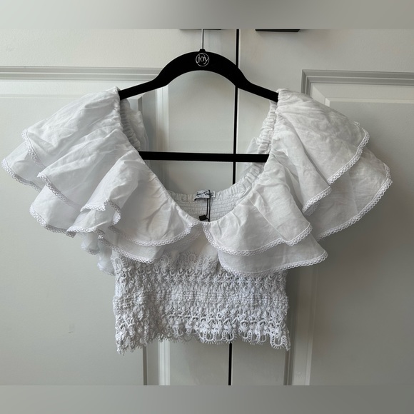 CHARO RUIZ IBIZA Hanna Off The Shoulder Top in White NWT (Size XS) - Picture 2 of 7